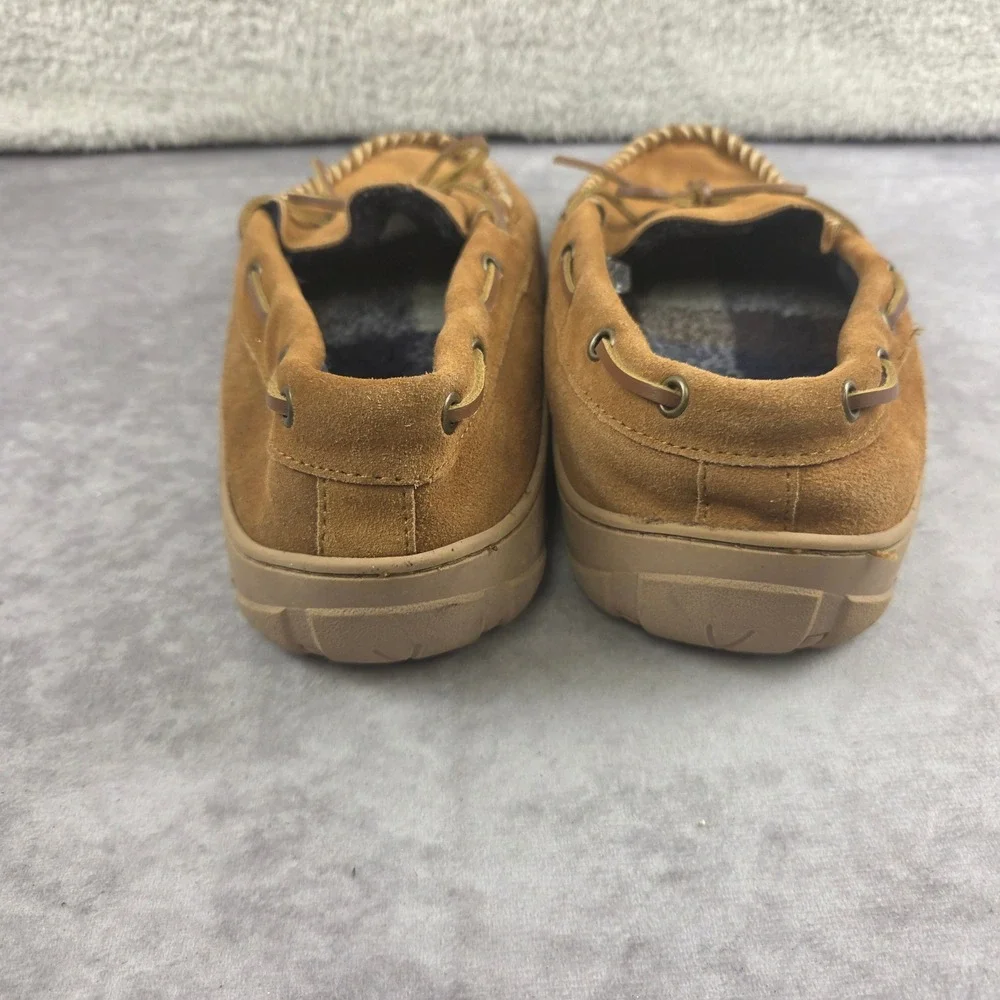 Clarks Bruno Mens Tan Suede Moccasin Slippers Plaid Lined 22SH-011 Size 10M